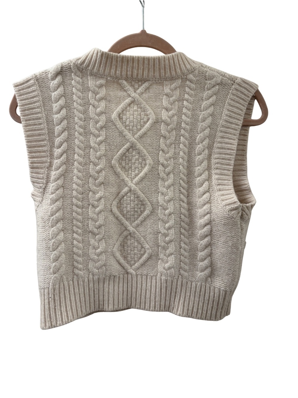 Aritzia Wilfred Alps Cable Knit Sweater Vest Size S White Merino Wool Cotton - Picture 3 of 4